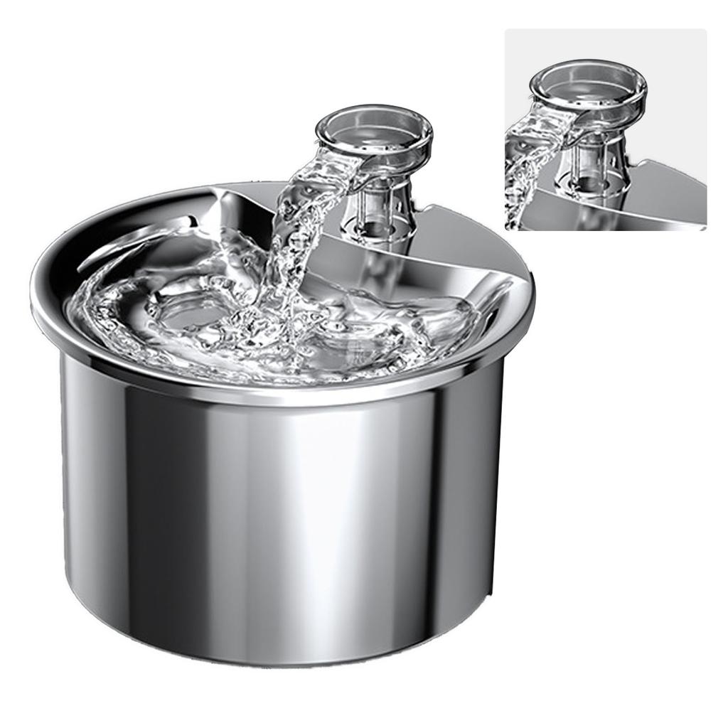 Cat Water Fountain Smart Super Silent Automatic Circulation Filtration Stainless Steel Pet Fountain EU Plug