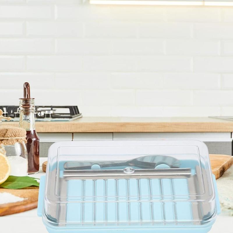 Clear Lid Butter Slicer Container Stainless Steel Cutting Tool Transparent Cover Refrigerator Storage Box for Cheese