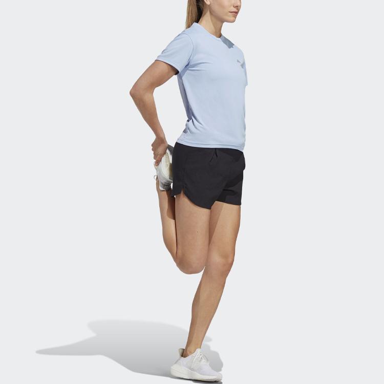 Adidas Run It Solid Logo Crew Neck Short Sleeve T-Shirt Women Tops Light-Blue HZ0108