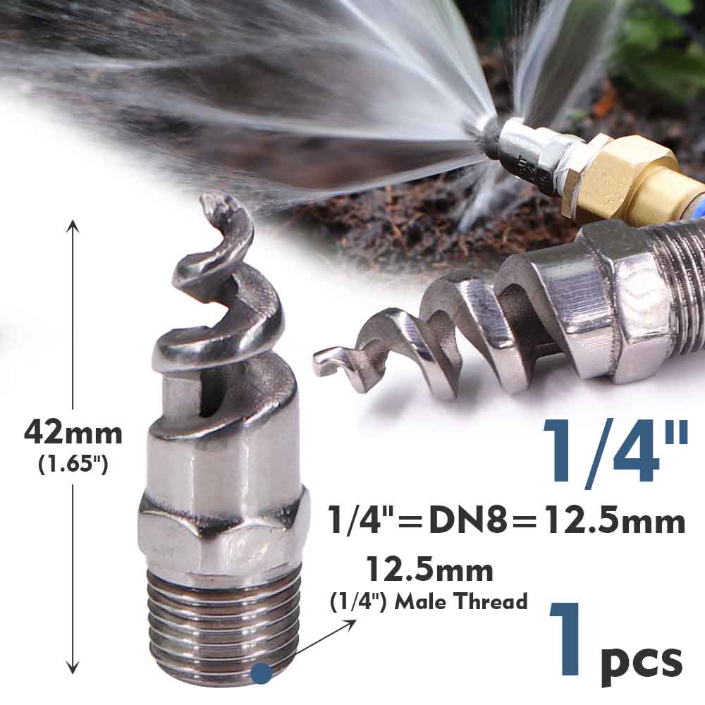 

8-size Spiral Nozzle Sprayer 316 Stainless Steel Atomizer Outdoor Agricultural Irrigation Garden Watering Industry Dust Removal