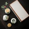 Lotus hand-painted ceramic tea jar small portable mini porcelain jar portable tea seal jar high-end packaging