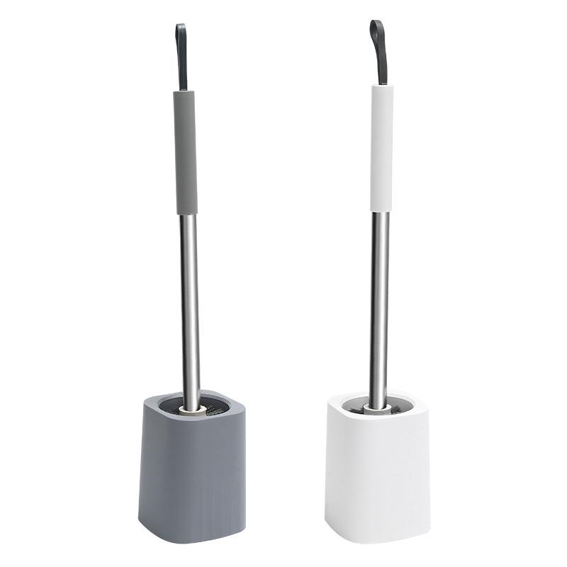 Toilet Brush Set with Long Handle & Base for No Dead Angle Cleaning