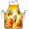 1pc Women' Bee Apron with Bee & Honeycomb Print - Cute Bee-Themed Kitchen Apron Suitable for Cooking, Baking, Gardening, Housework - Easy-Clean Polyes