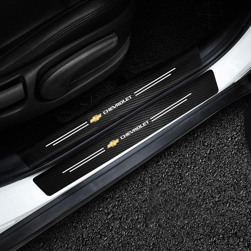 Car Door Sill Carbon Fiber Sticker Threshold Side Anti Scratch Tape For Chevrolet Colorado Cruze Spark Captiva Malibu Trax