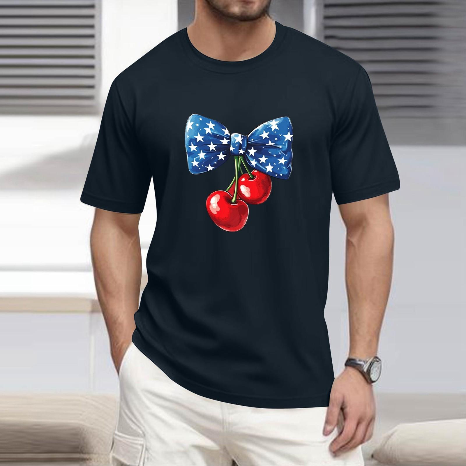 

Мужская футболка с принтом, короткий рукав, повседневный, выходного дня, модный, с круглым вырезом M тёмно-синий