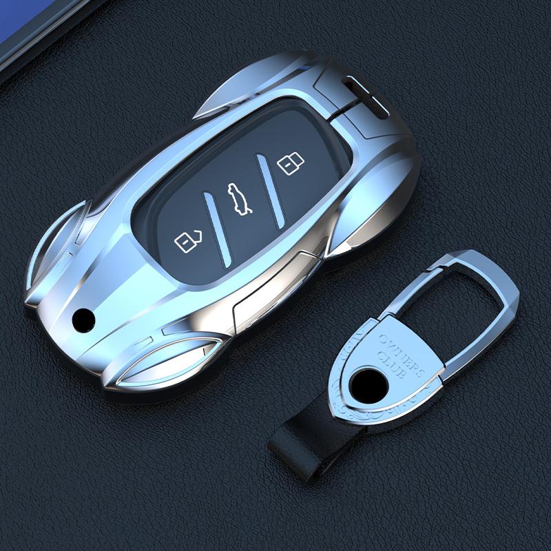 Metal Car Remote Key Cover Case Holder Shell Protector Chain Keyring Fob For MG New ZS EV MG4 MULAN eHS MG5 MGi5 MG6 EZS 2024