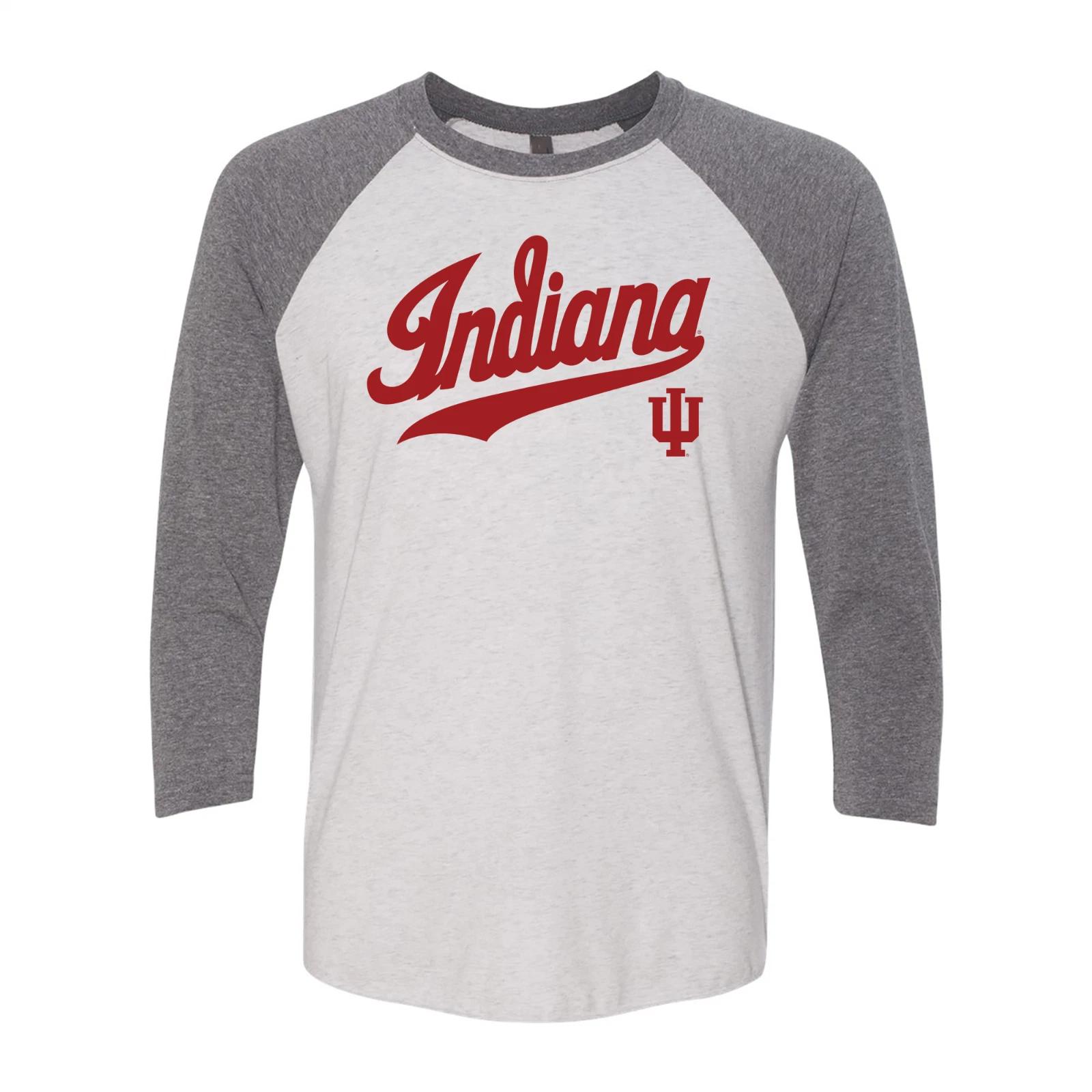 Indiana Hoosiers Baseball Jersey Raglan - Vintage White/Premium Heather S