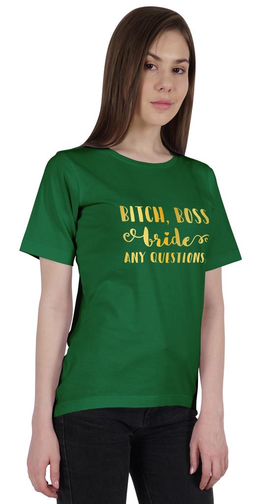 Inkdotpot Bitch,Boss Bride Any Question  Shirt Bride Bachelorette Party Shirts Bridal T-Shirt Wedding
