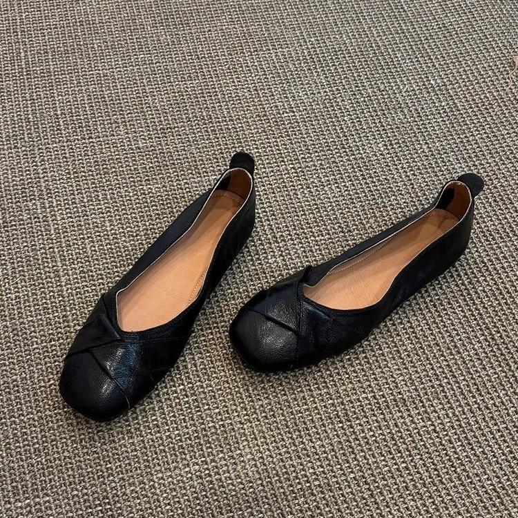 Soft Leather Version~ French Niche Outer Wear One-pedal Flat Shoes Femininity Versatile Casual Shallow Mouth Small Single Shoes