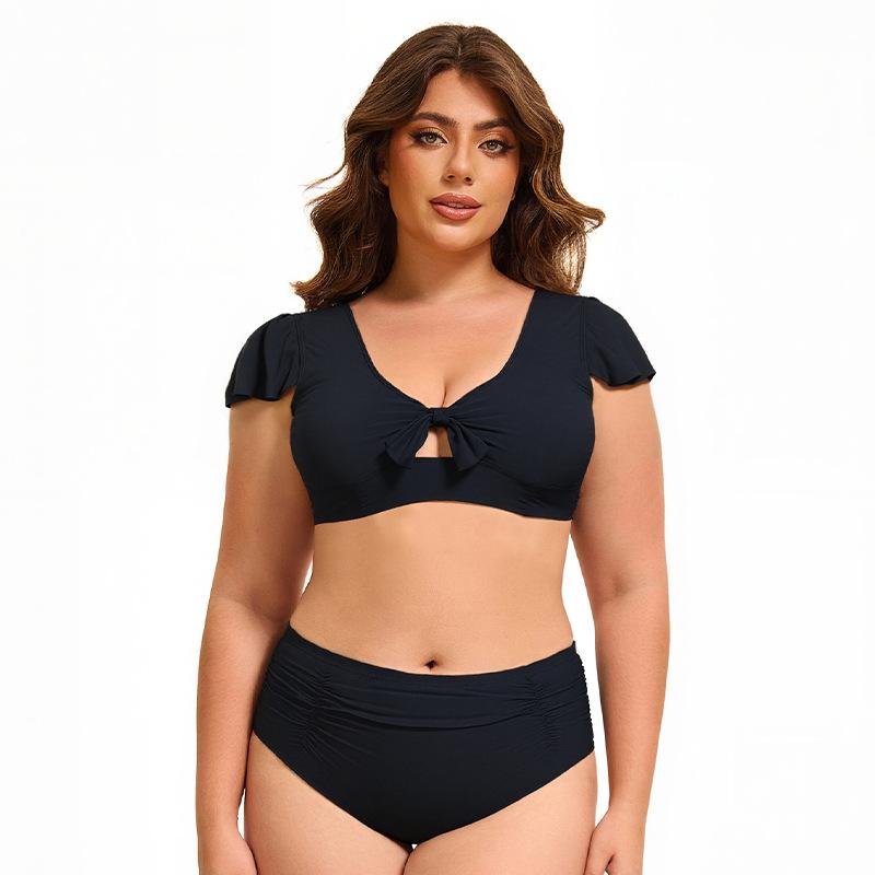 European and American bikini plus size swimsuit female sexy halter flat angle split swimsuit XL