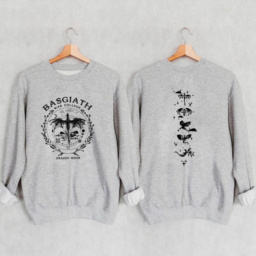 Unisex zlatá mikina Dragon Fourth Wing Basgiath War College Oboustranná mikina Dragon Rider Bookish Svetr Trendy Fans Mikiny