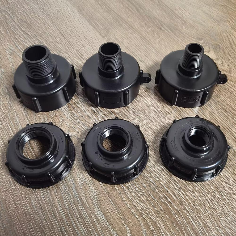 2Pcs S60x6 IBC Tote Tank Fitting Hose Drain Adapter 1/2inch 3/4inch 1inch Thread IBC Tank A Dapter Tap Connector Replacement