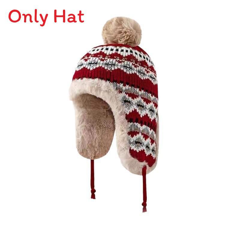 Traditional Style Knitted Hat For Women With Ear Protection And Neck Guard For Winter Cold Weather