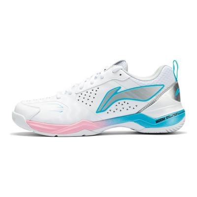 Li Ning Sports Comfortable Shock Absorbing Wear Resistant Low Top Badminton Shoes Unisex Shoes White Silver Blue AYZV001-2