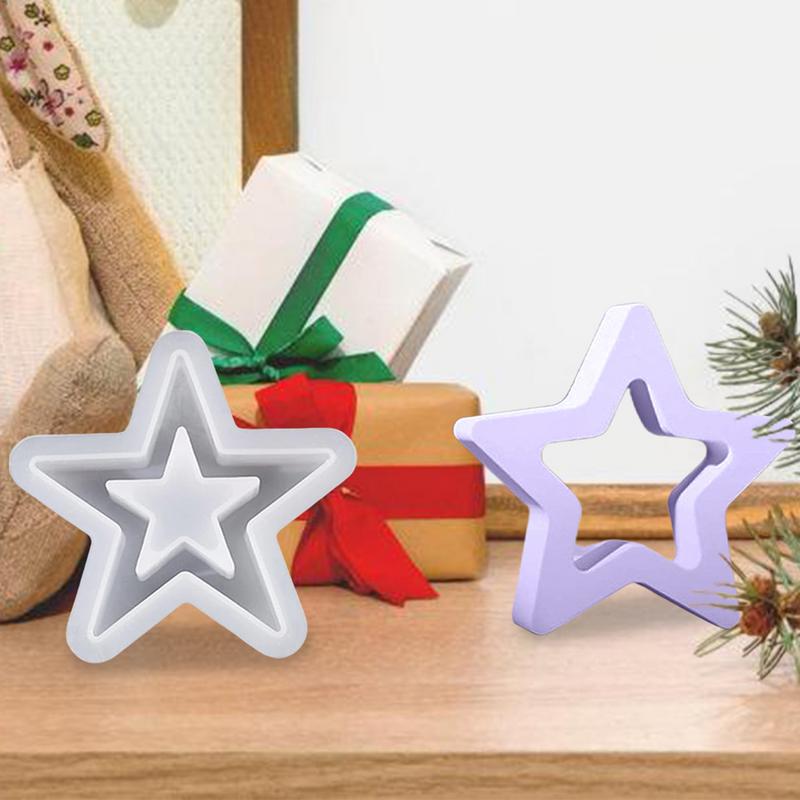 Christmas Stars Silicone Mould 3D Hollow Star Candle Mould Christmas Decoration Handmade Craft Art Making Gift