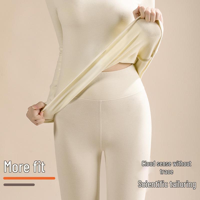 Women's Fleece-Lined Lyocell Thermal Leggings - High Waist Wool & Cashmere Warm Pants