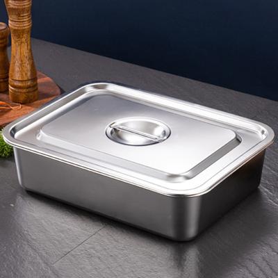 Flat Bottom Square Basin Stainless Steel Extra Deep Lasagna Baking Pan with Lid Non-stick Roasting Casserole Dish