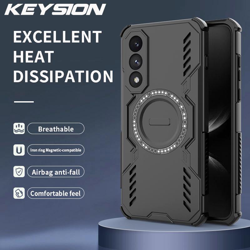 KEYSION Hollow Heat Dissipation Case for OnePlus Nord 5 5G Silicone+PC Magnetic Cooling Shockproof Phone Cover for 1+ Nord 5 5G