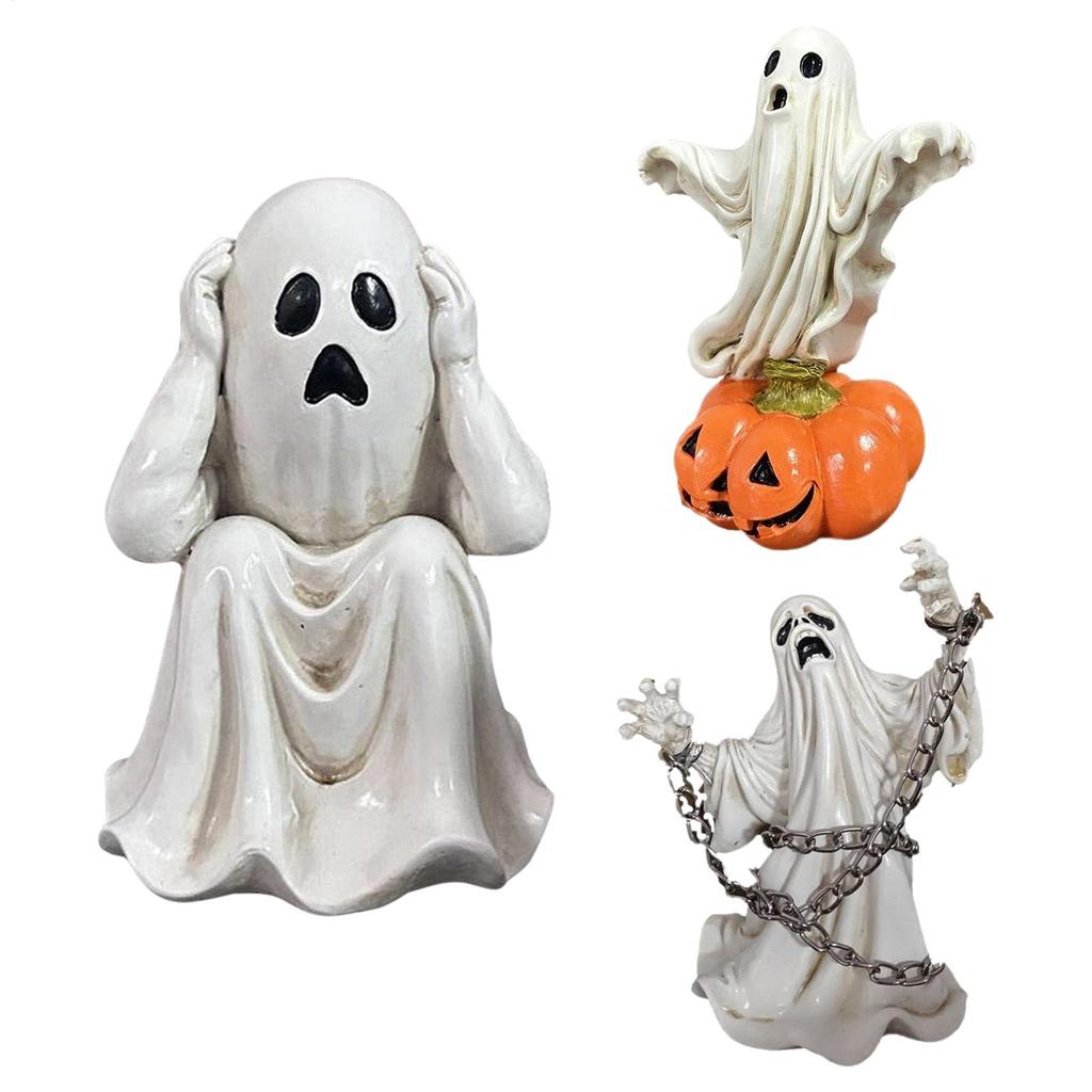 Cute Ghost Statue Resin Crafts Small Ornaments Halloween Creative Ghost Decorations Suitable For Home Garden Decoration Gift