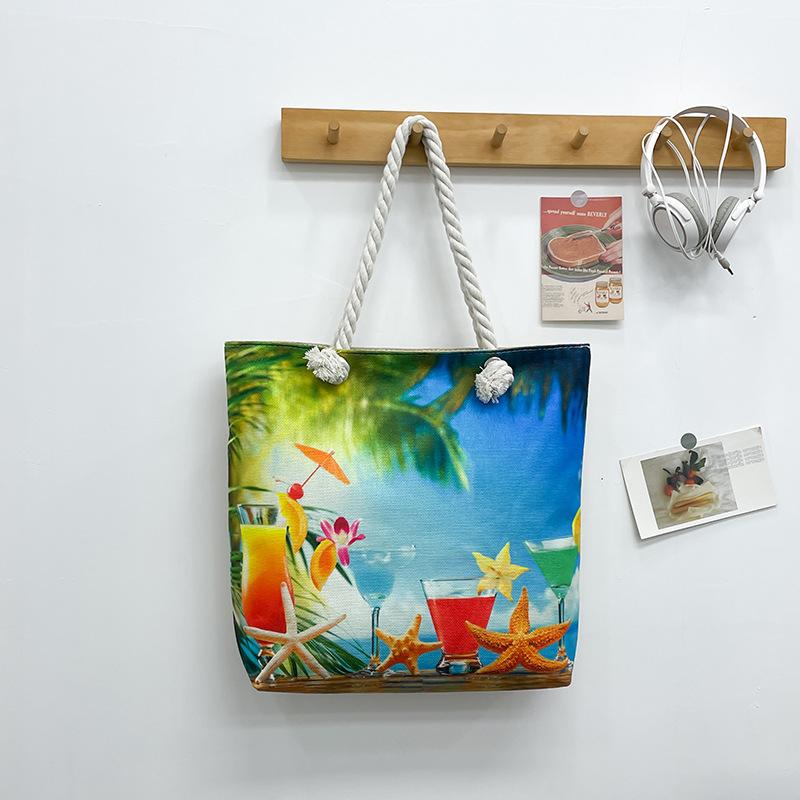 Strandväska Stor Tote Enkelaxel Damväska Trendig Casual Handväska Kort Resväska