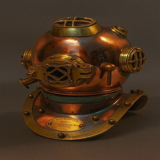 Mosazný potápěčský přilba US Navy Mark V Námořní dekorace