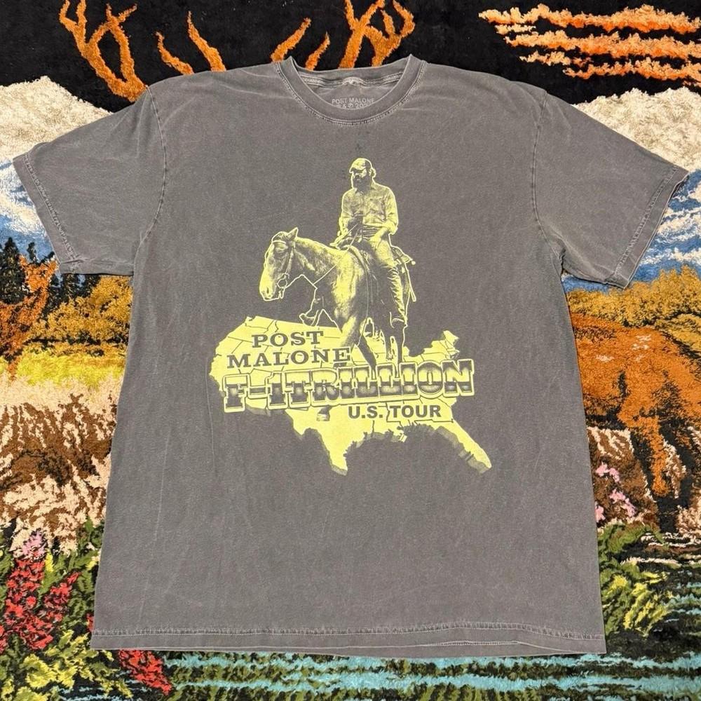 

Post Malone F 1 Trillion tour Charcoal Short Sleeve tee Classic style NH25031 Unisex T-Shirt XXL