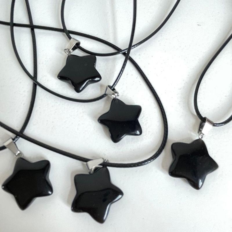 Collar con colgante de estrella de piedra de color de moda Cadena de clavícula creativa versátil Pentagrama Para mujer Joyería de fiesta Regalo