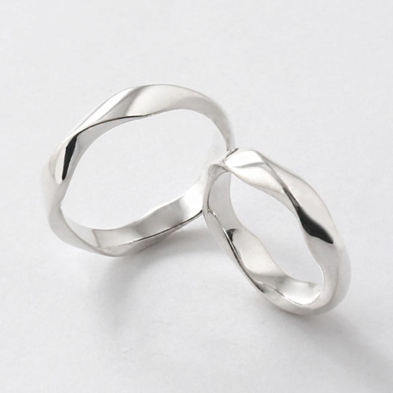 SHOVEOFF Silver 92.5 Twisted Wave Silver Ring Daily Point Couple Friendship Ring SVR-605