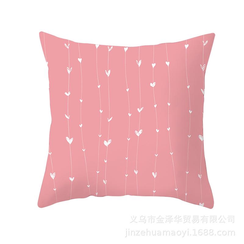 Modern Simple Pillow Cover Office Cushion Cover Pink Geometric Print Cushion Home Furnishings Home
