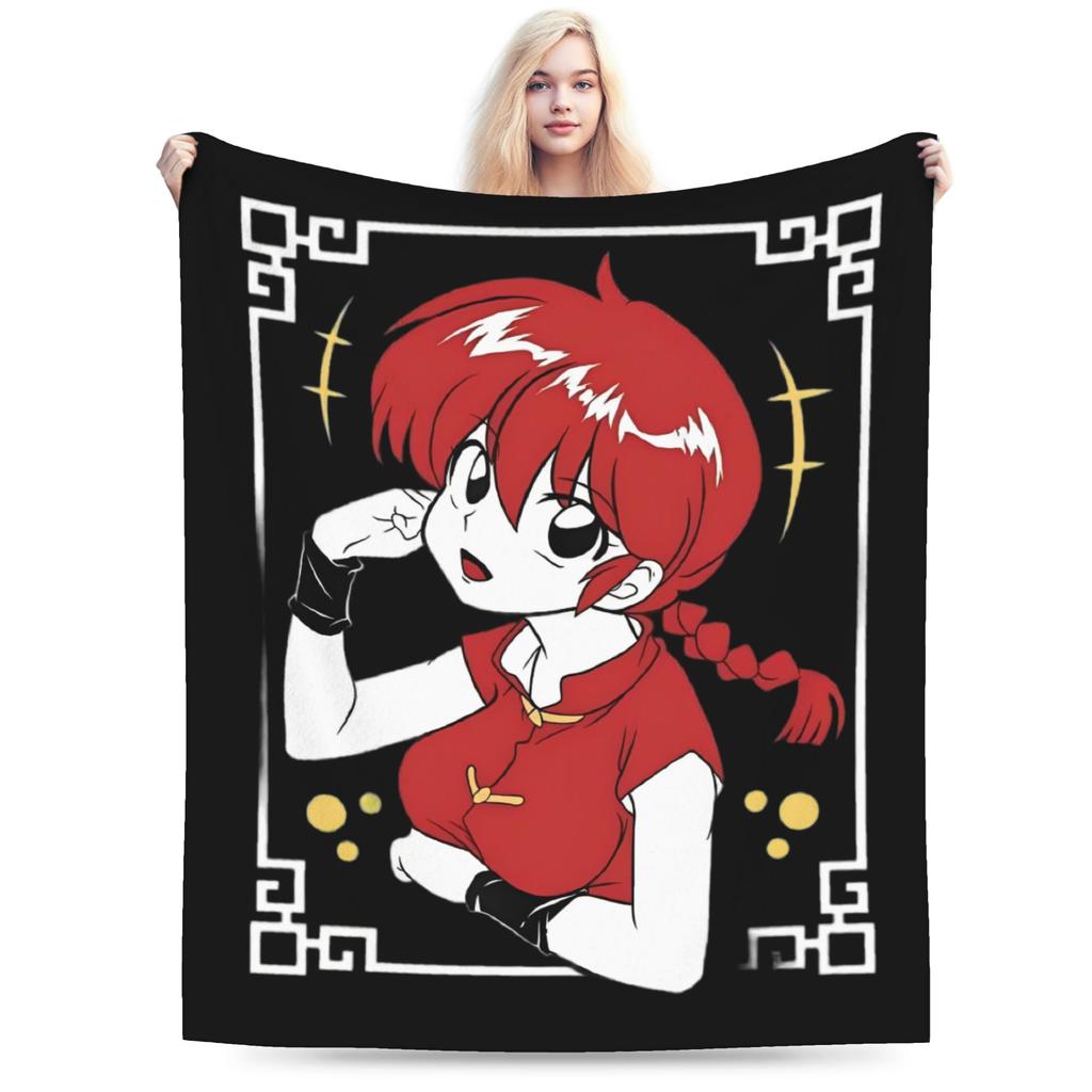 Ranma 1/2 Shampoo Manga Blankets  Wool Funny Warm Throw Blankets for Bedding Lounge  Winter