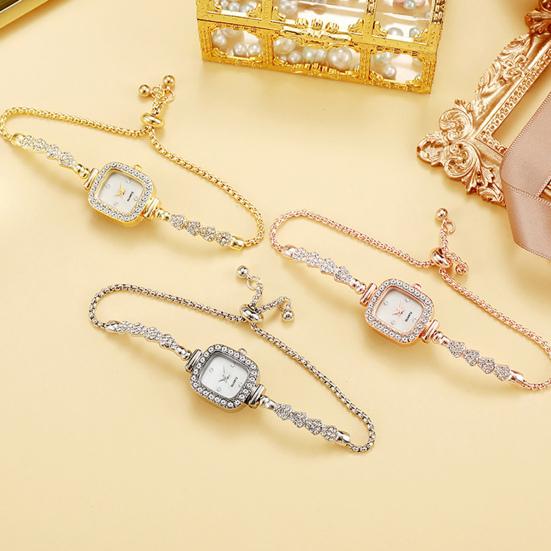 Damen Vintage Petite Armband Zierliches Armbanduhr Kleines Quadrat Analog Quarz Uhr Luxus Damen Dünnes Armband Strass Armbanduhr für Damen Geschenk
