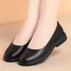 Low Heel Round Toe Work Shoes Black Single Shoes Professional Formal Shoes Women's Shoes Comfortable Middle-Aged Leather Shoes