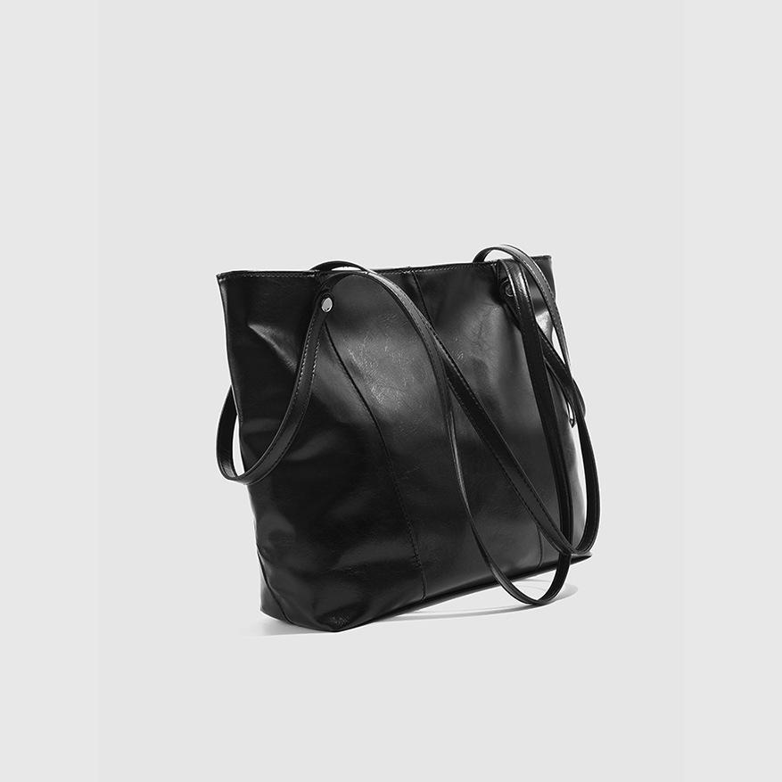 Korean Style Black Fashion Tote - Large Capacity, High-End, Versatile Shoulder & Underarm Bag