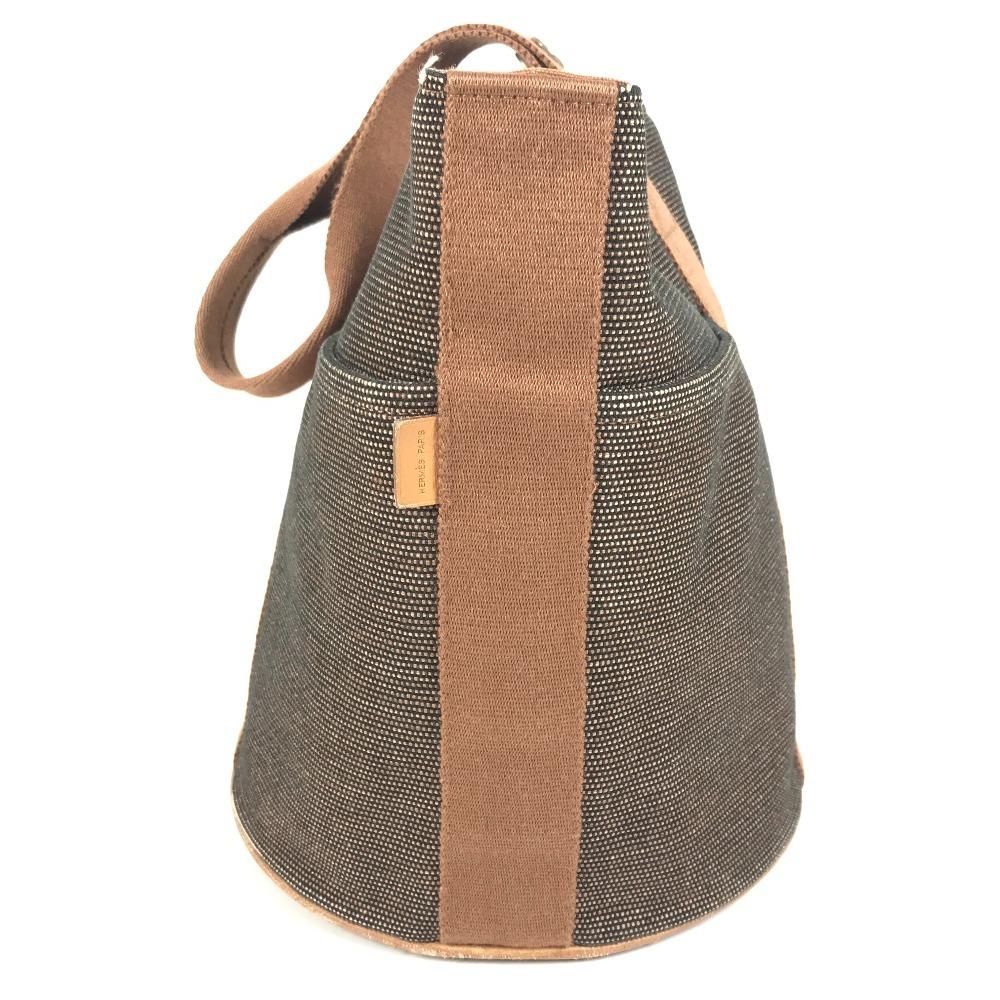 HERMES Saksaw MM Saksaw MM Bag Hand Bag Canvas Brown