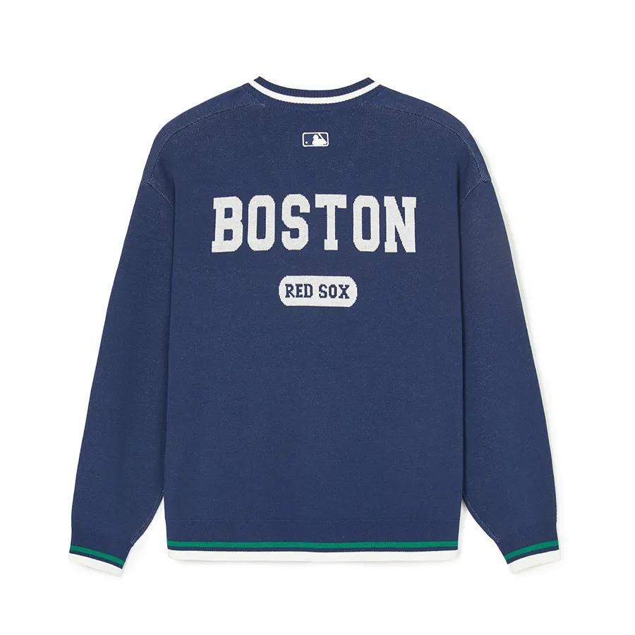 MLB Letter Print V-Neck Long Sleeve Sweater Unisex Sweater Blue 3AKPV0141-43NYS