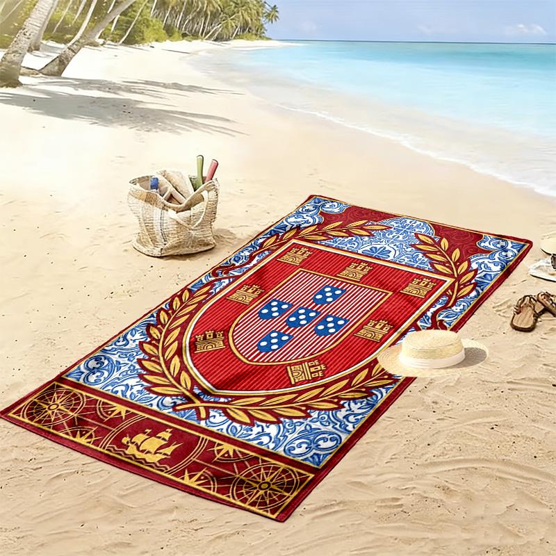 Portugiesisches Erbe Emblem Strandtuch Strand Strandtuch für Urlaubsfotos Schwimmen Meeresufer Saugfähiges Badetuch Komfort Mode