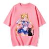 Summer  Hot Sailor Moon Tsukino Usagi  Luna Cat T-shirt Print Casual Tee Parent-child Matching Tops Versatile