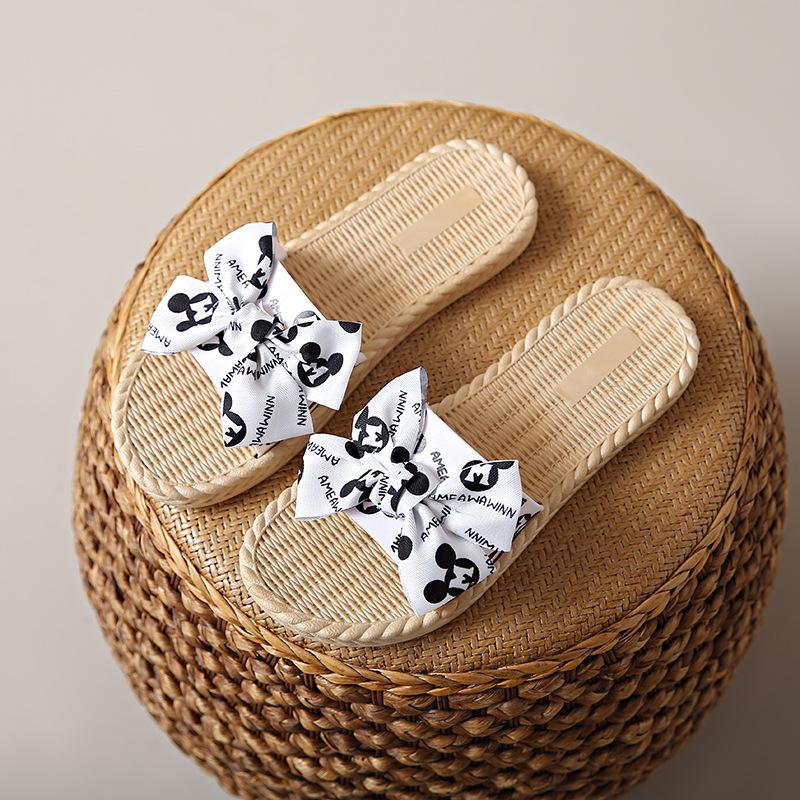 New bow slippers women's summer wear versatile women's flat bottom non-slip female student fashion cool slippers