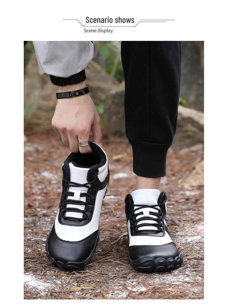 Vandringskängor med högt skaft, fodrade med fleece, i mikrofiberbomull: Varma, Halkfria, Snö- och Klätterskor för Par