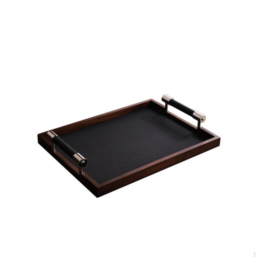 Vassoio Portatutto Rettangolare con Manici Cornice in Legno per Ingresso, Toeletta, Tavolino da Caffè Bianco
