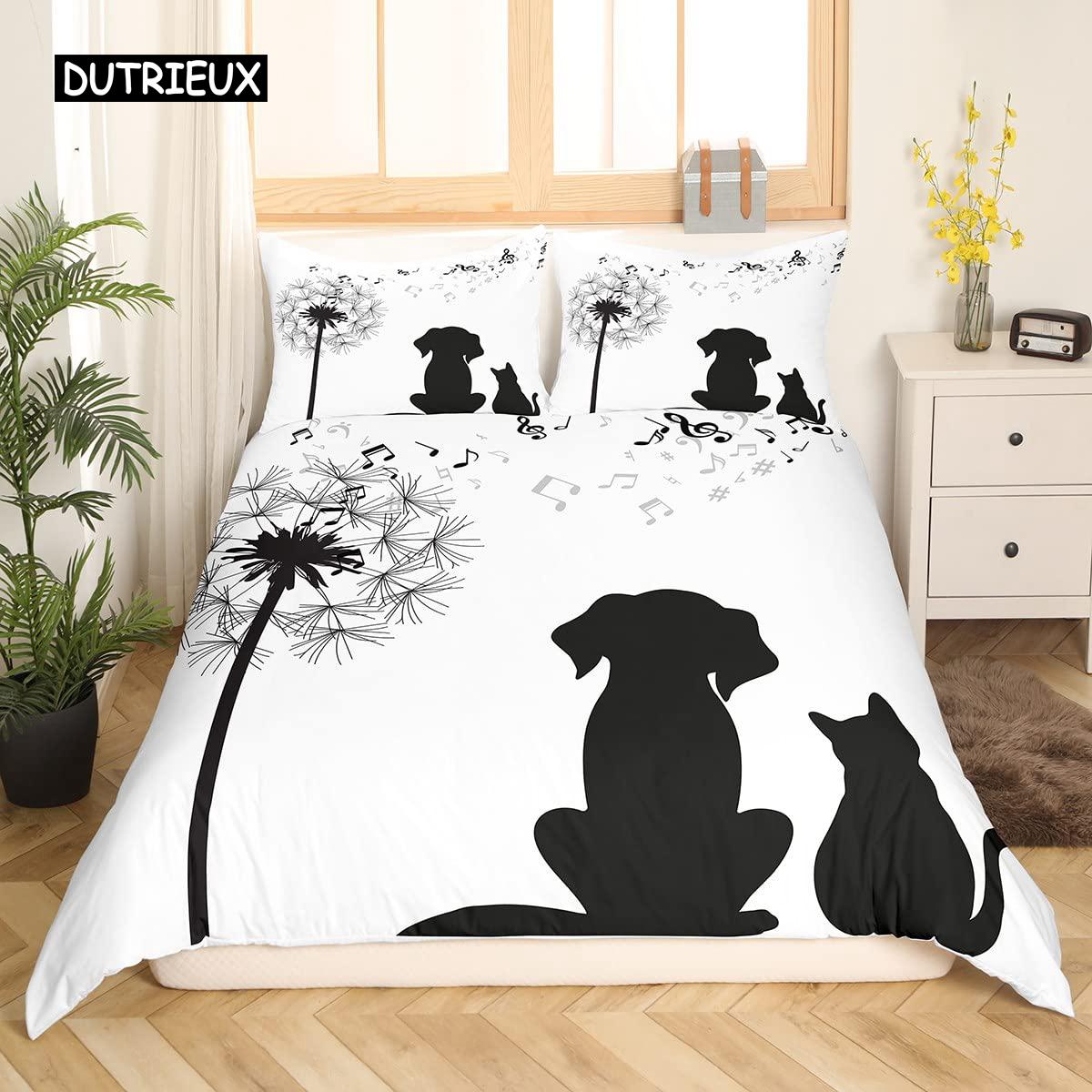 3D Digital Printing Cat Pattern Quilt Cover Pillowcase Set Soft Microfiber Bedding Double Bed EU single(135x200cm)