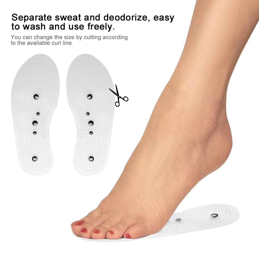 1 Pair Magnetic Therapy Health Transparent Silicone Anti Fatigue Massage Insole Pads (L)