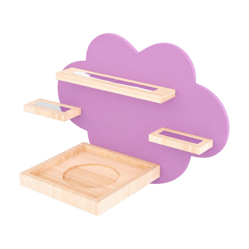 Fluffy-Shaped Wooden Display Rack Wood Finish Wall with