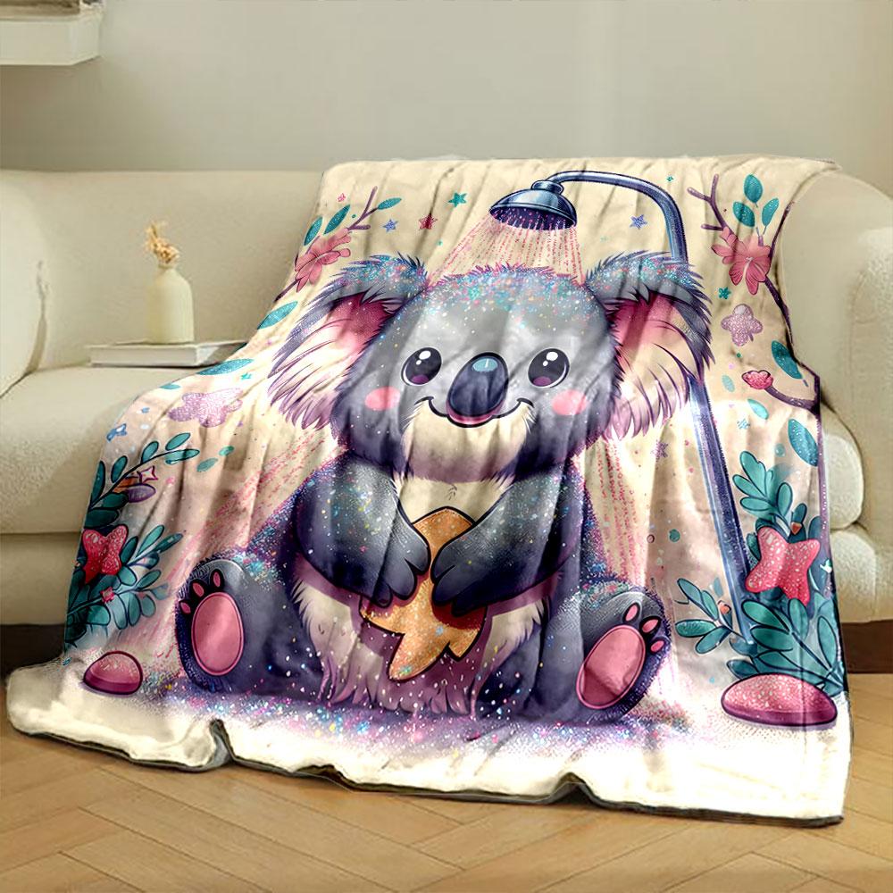 Funkelndes Koala-Duschzeit-Print-Decke weich und gemütlich perfekt für das Wohnzimmer Bett Sofa oder ein Nickerchen,Geschenk