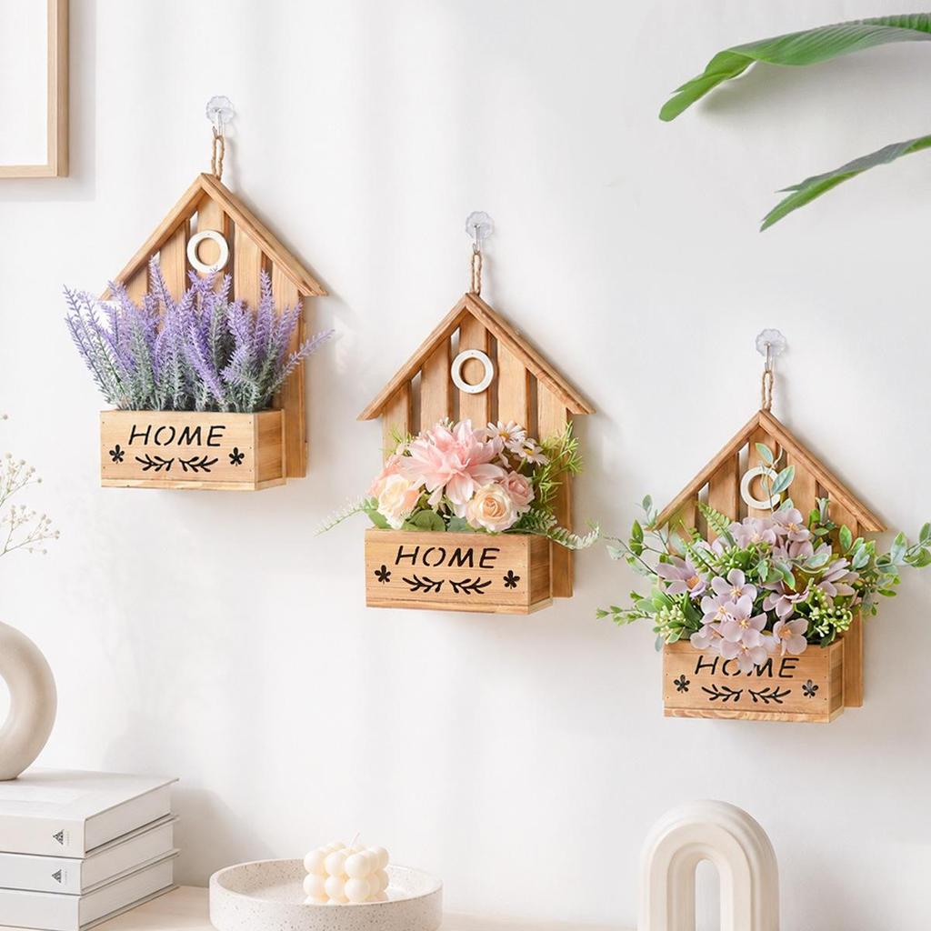 Decorative Anti-Corrosion Wall-Mounted Wooden Flower Pot for Indoor/Outdoor Use—Ideal for Kindergartens & Succulents
