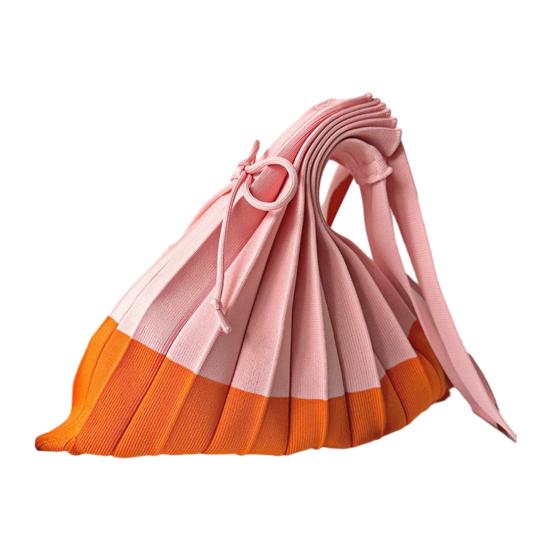 Складная сумка для покупок, многоразовая, аккордеон, продуктовая сумка-тоут, сумка через плечо с цветовыми блоками, плиссированная, для покупок продуктов, для повседневных дел розовый