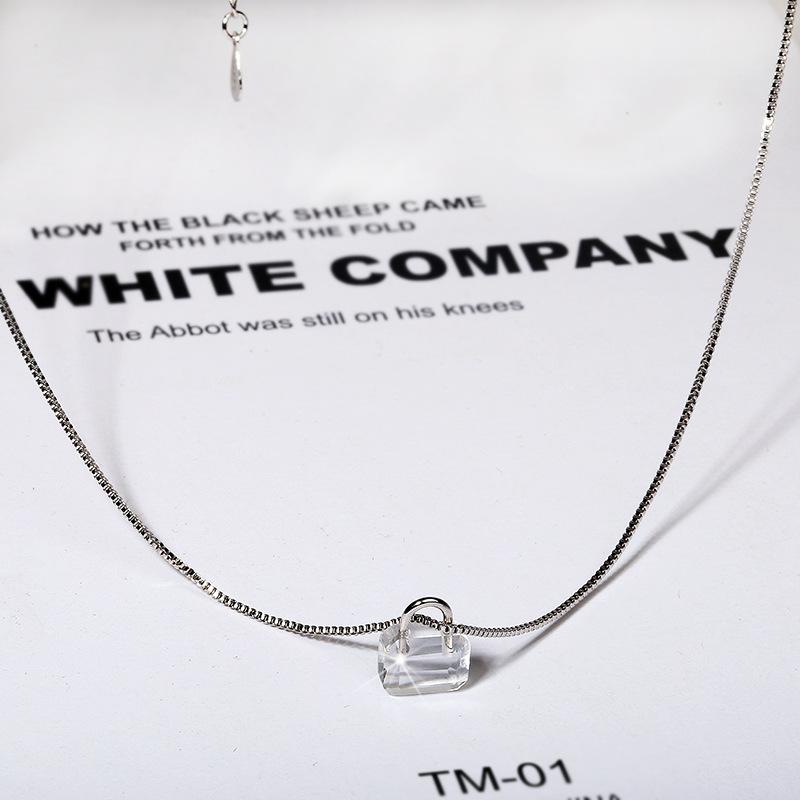 Exquisite Simple Popular Zircon Clavicle Chain Transparent Bag Pendant Necklace Clavicle Chain Wild Party Ladies Jewelry