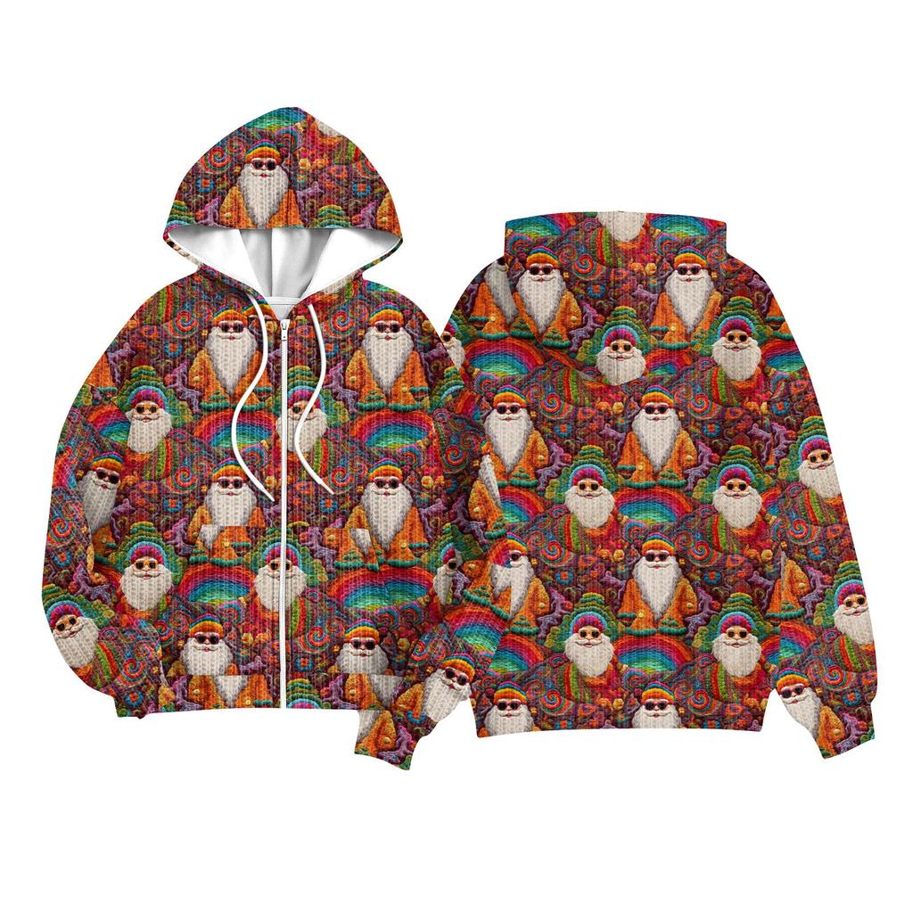 Children Girls And Boys Fashion Jacket Casual Printed Long-sleeved Hooded Cardigan Sweatshirts