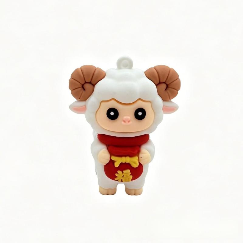 Cartoon Goat Silicone Keychain Colorful Soft Durable Collectible Animal Decor for Kids Children School Bag Key Accessory
