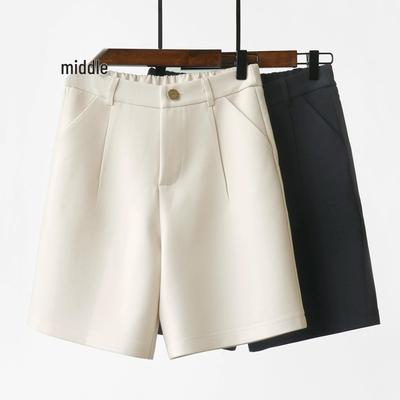 Women's 2025 Hong Kong Style High-Waisted Loose Wide-Leg Summer Mid-Length Shorts